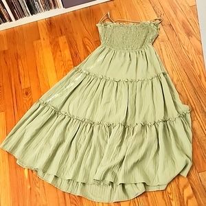 Blu Pepper Cordelia Maxi Dress Spaghetti Strap Size Large Green Sage